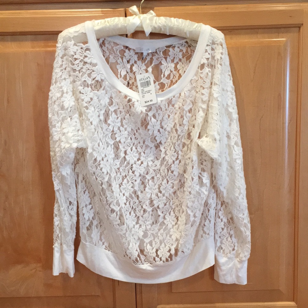 NWT, Delia’s Long Sleeve Lacy Top